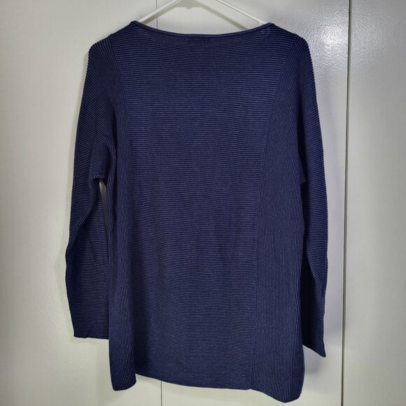 J. McLaughlin Women's Ribbed Knit Sweater Navy Blue Cotton Cashmere Blend SZ S - Picture 3 of 8